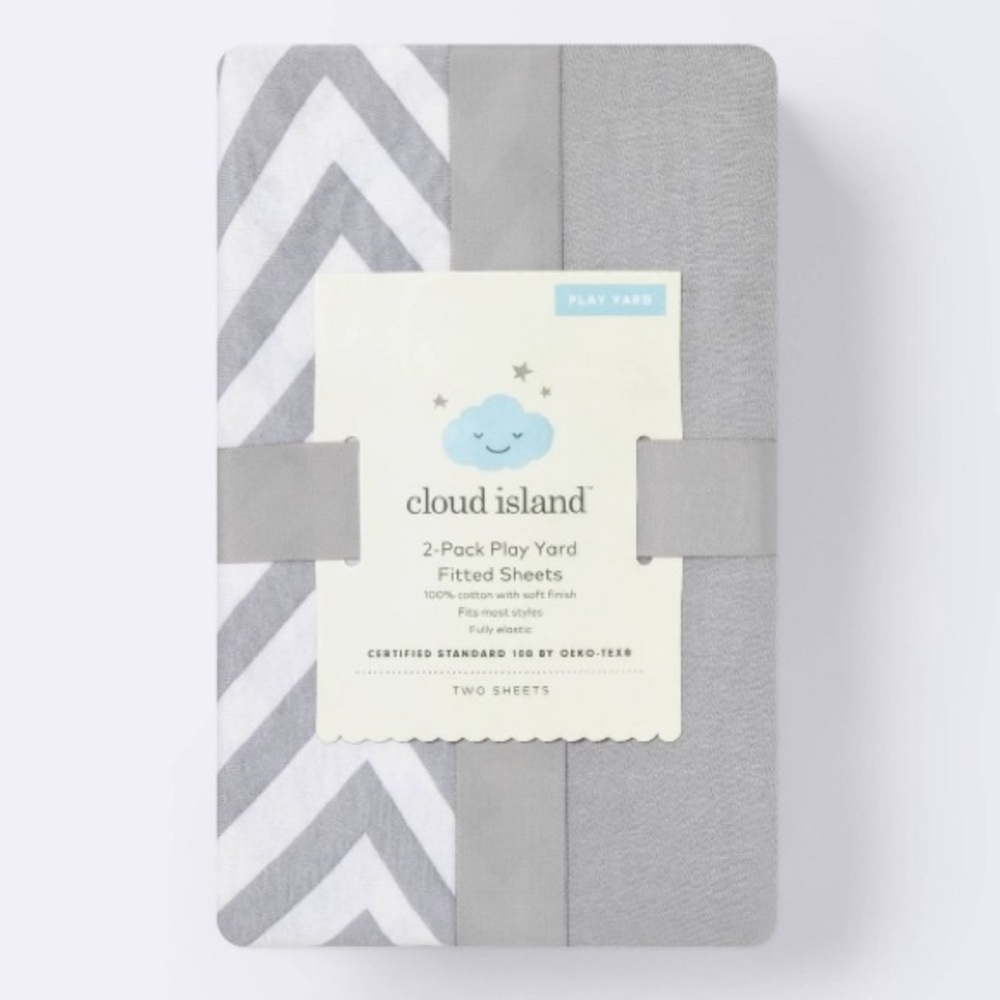 NWT Cloud Island Play Yard 2-Pack Jersey Fitted Sheets